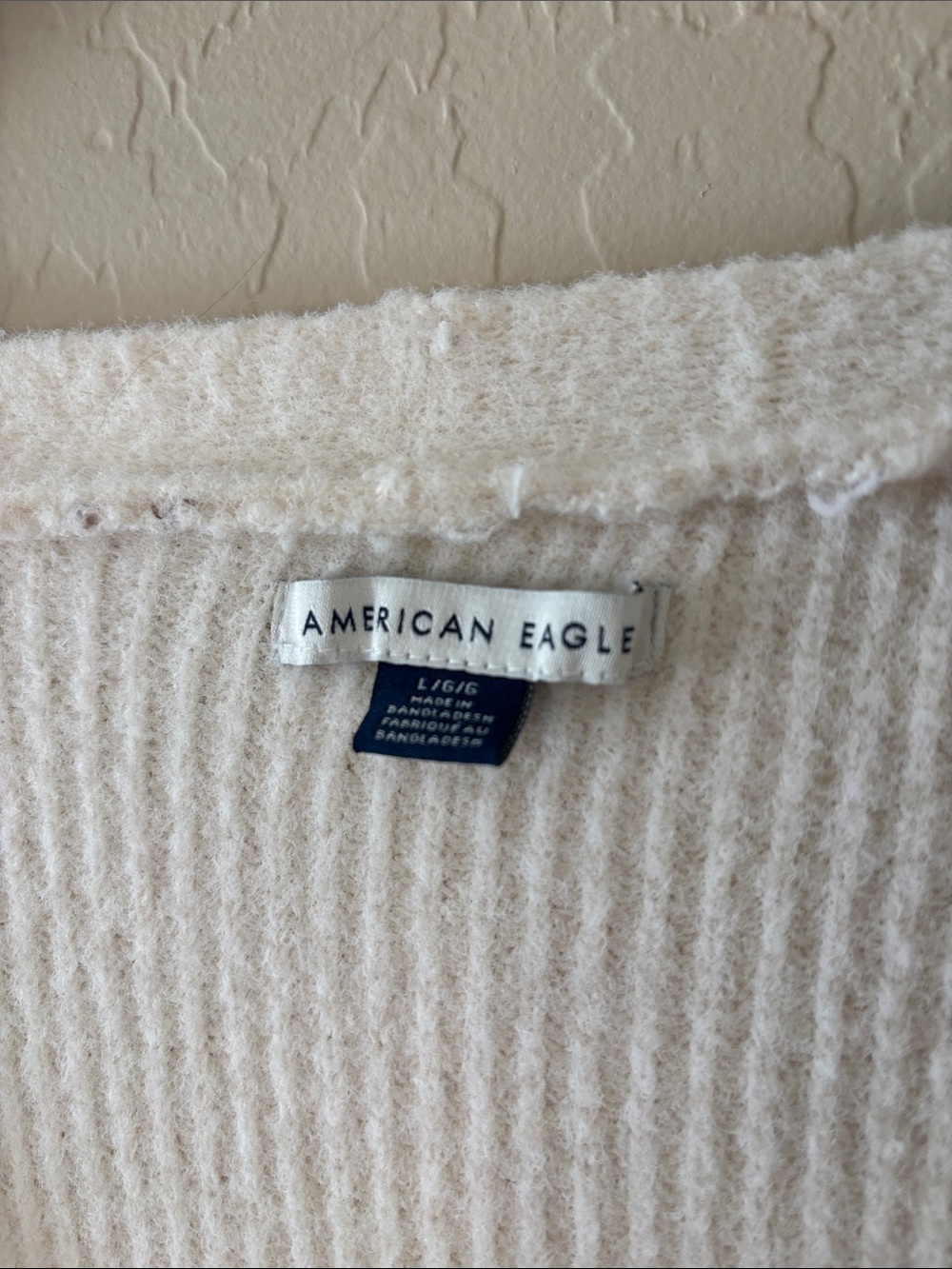 AE Cozy Cream Oversized Button-Front V-Neck Sweater Cardigan - Picture 7 of 16